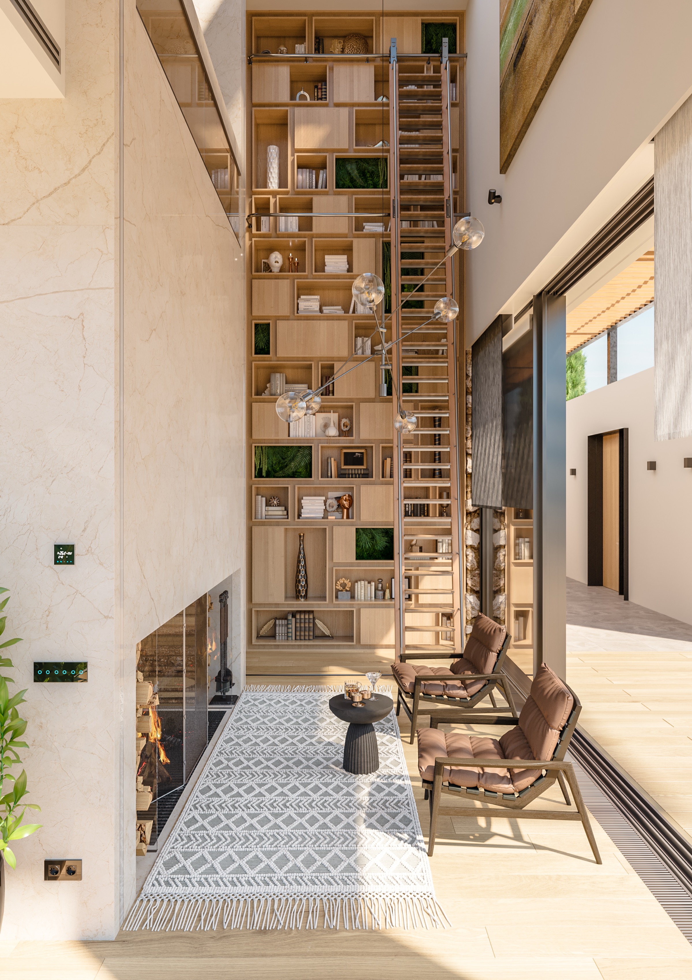 Contemporary library and living space