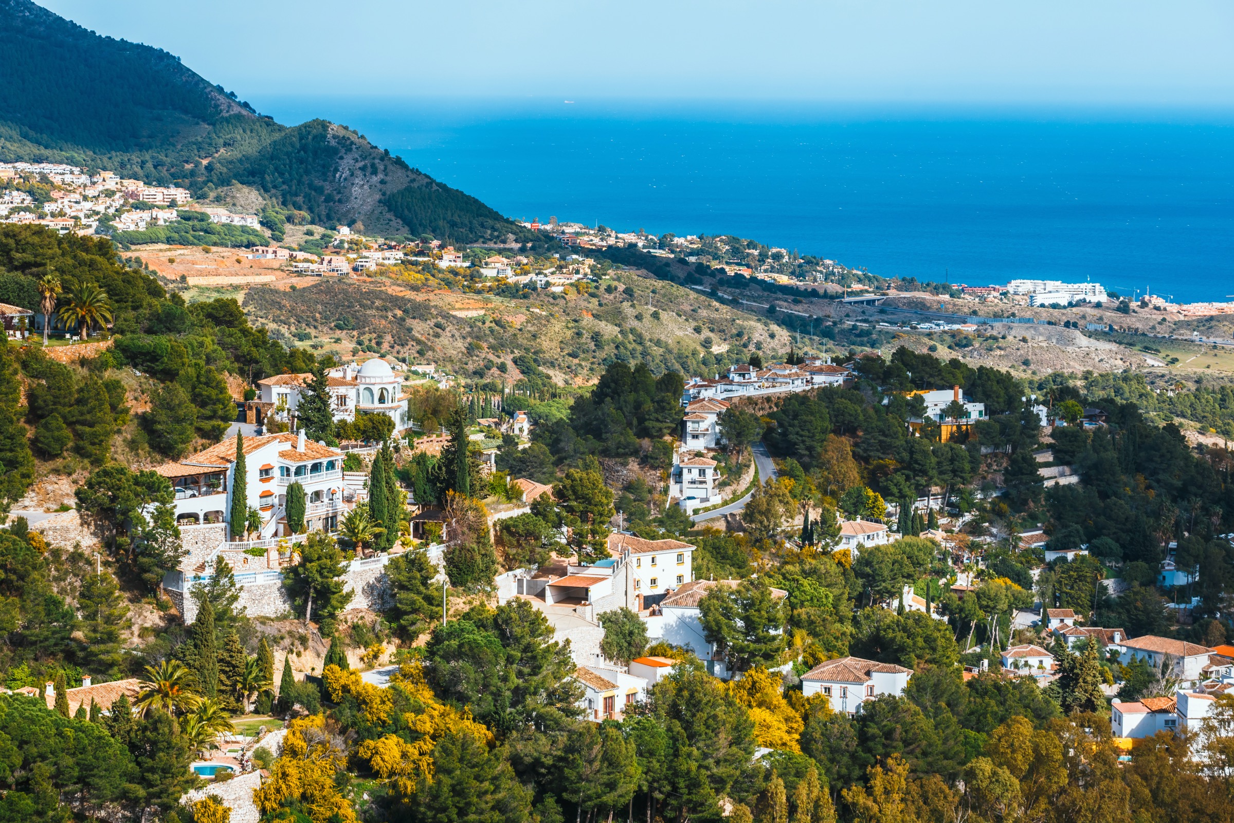 Panoramic view of Mijas and the Mediterranean